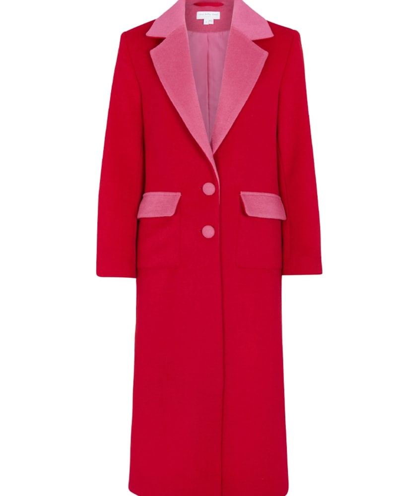 Double breasted red wool coat sales